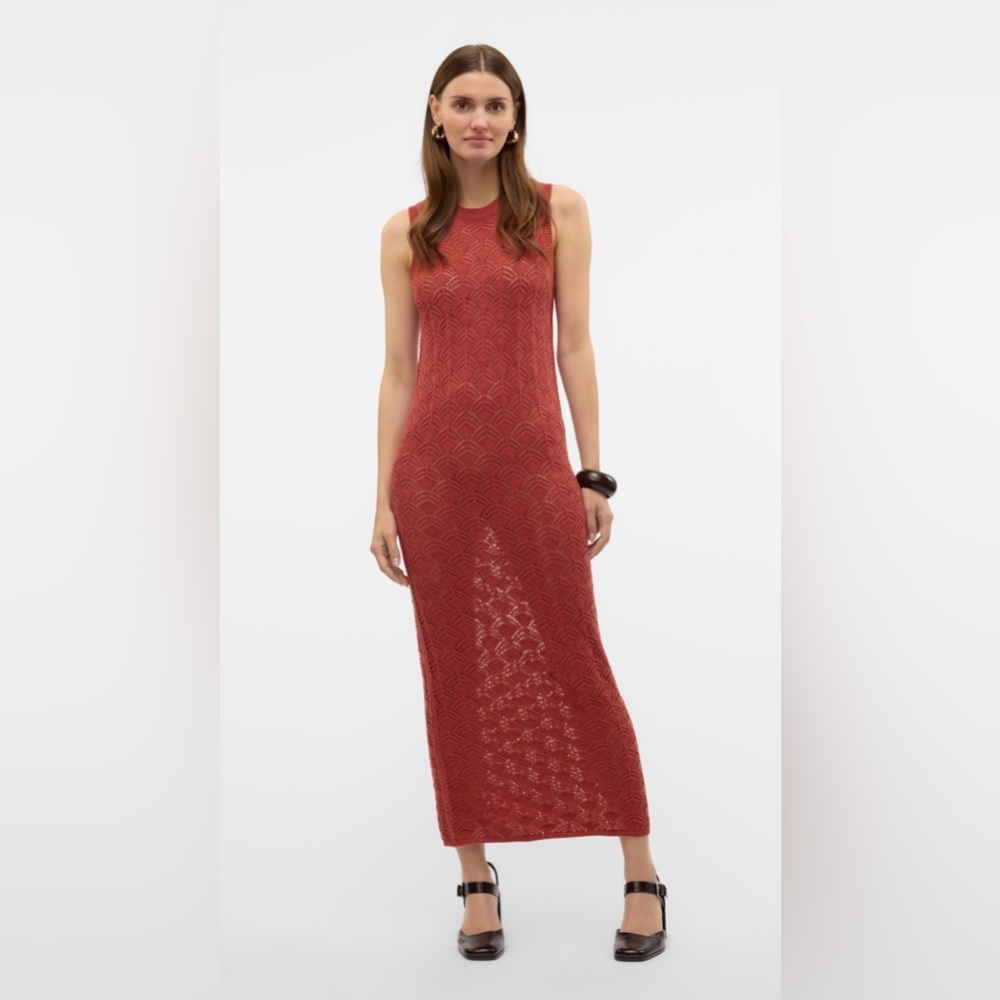 NWT VERO MODA VMNEWVERENA SL O-NECK CALF DRESS